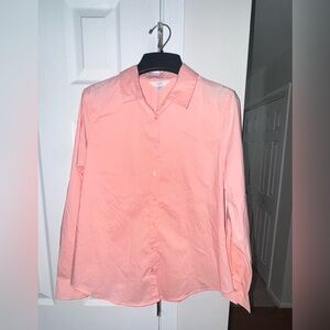 Time and Tru Women's Long Sleeve Button Front Shirt Size Medium (8-10) Soft Pink
